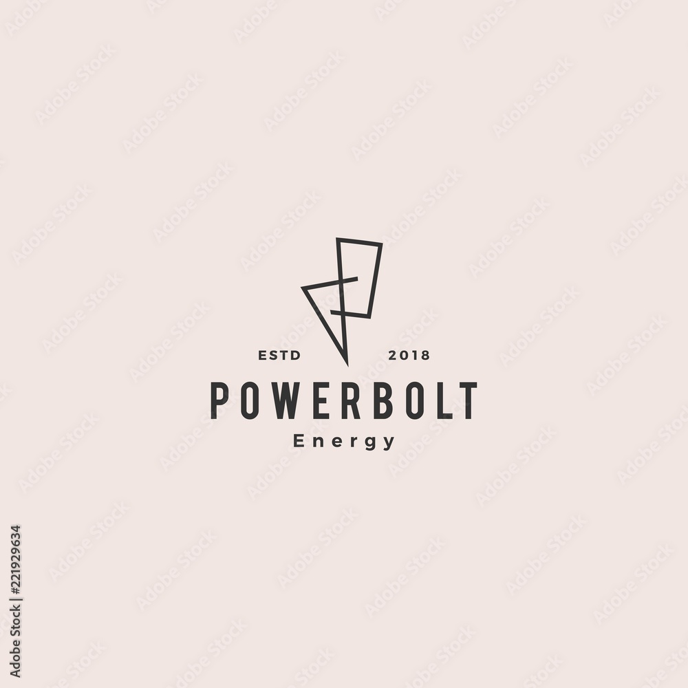 Fototapeta premium lightning bolt power logo vintage retro hipster vector icon symbol sign