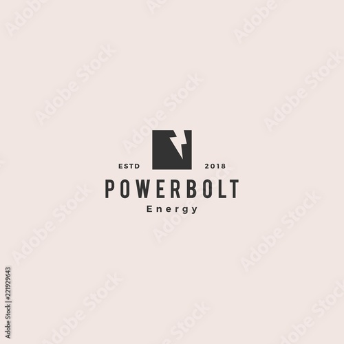 lightning bolt power logo vintage retro hipster vector icon symbol sign