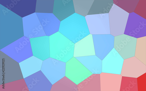 Abstract illustration of blue green white and red bright Giant Hexagon background, digitally generated.