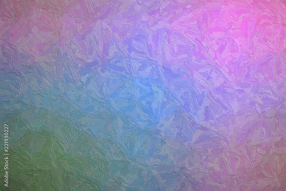 Abstract illustration of green blue and pink Impasto with large brush strokes background, digitally generated.