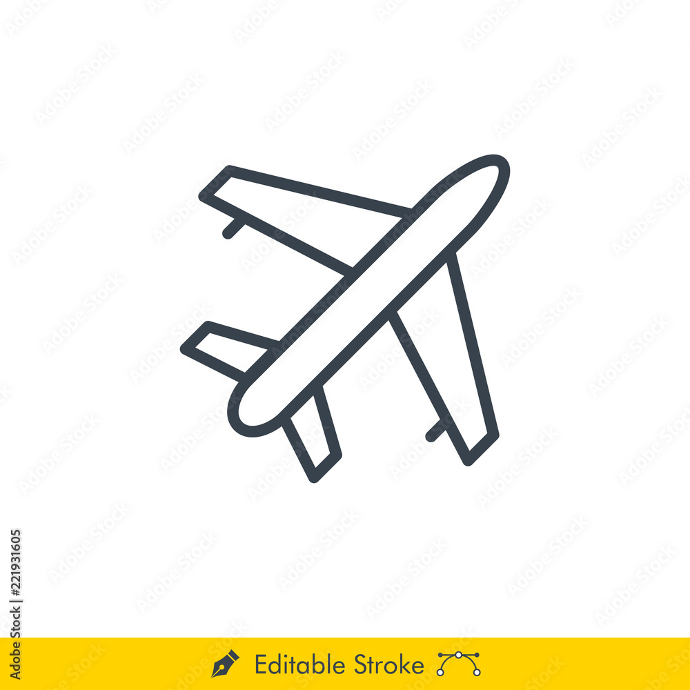 Plane Icon / Vector - In Line / Stroke Design Plane Icon / Vector - In Line / Stroke Design