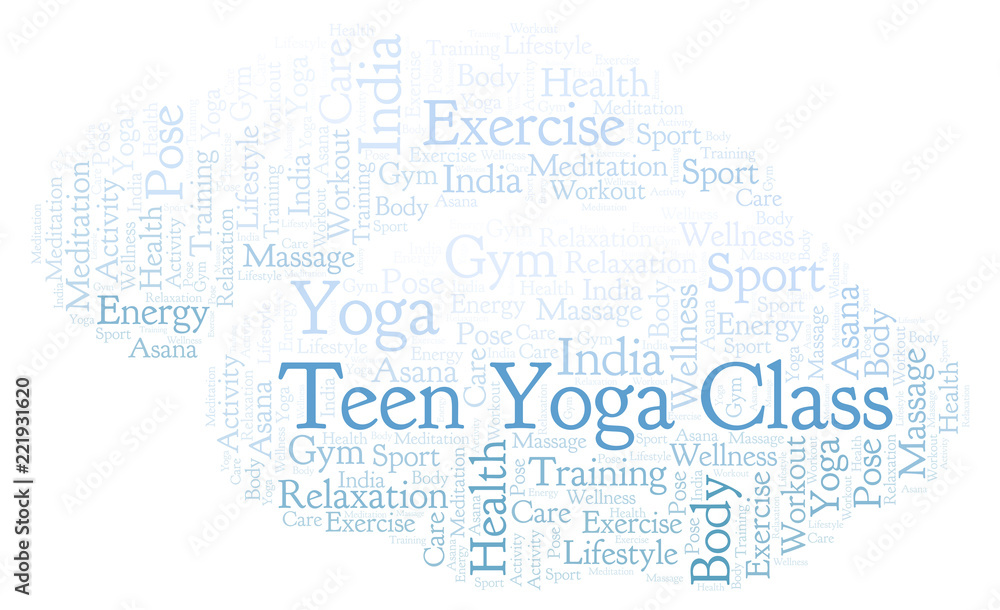 Fototapeta premium Teen Yoga Class word cloud.