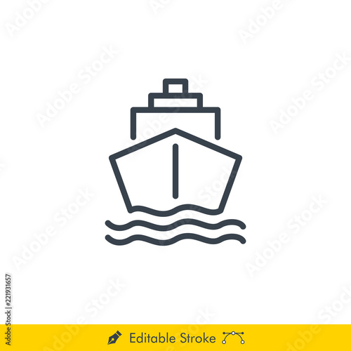 Ship Icon / Vector - In Line / Stroke Design