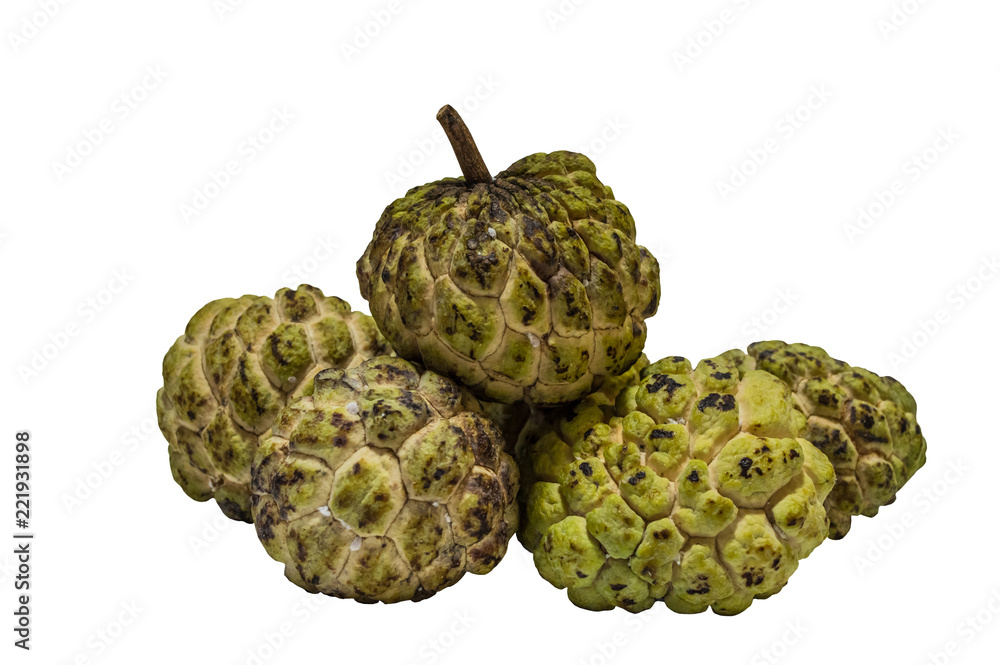 Fototapeta premium custard apple isolated on white backgound with clipping path