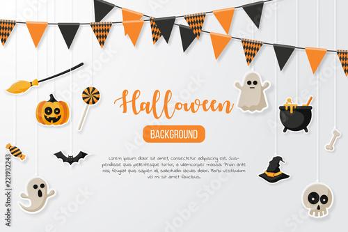 Happy Halloween Background with flat icon. Vector illustration
