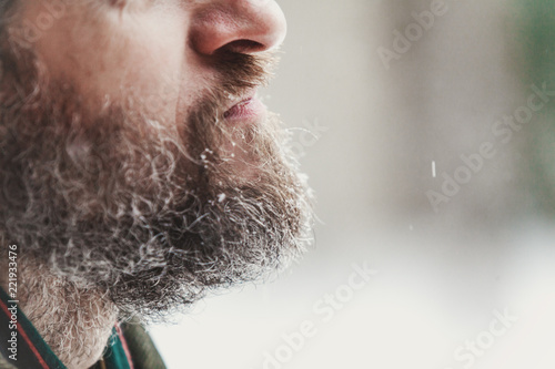 Snowflake on male beard