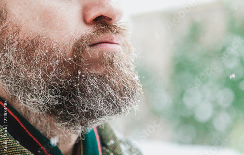 Snowflake on male beard