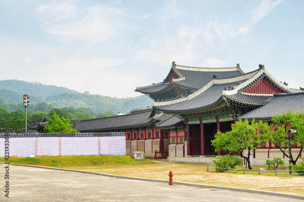 Beautiful view of Gyeongbokgung Palace at Seoul in South Korea Beautiful view of Gyeongbokgung Palace at Seoul in South Korea