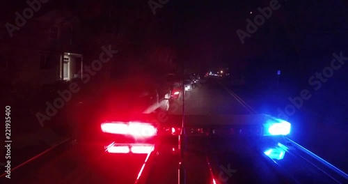 top view police lights driving away turning off lights