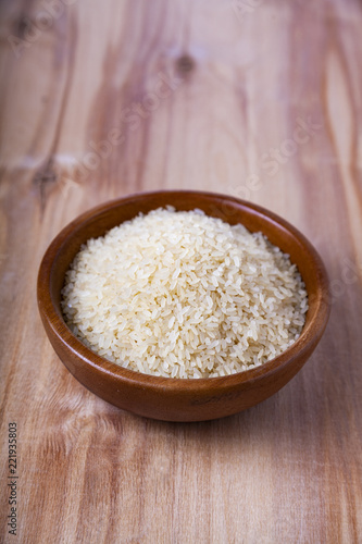 Long-grain steamed rice in a bowl