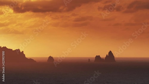 sunset at the stunning rugged clifftops at loiba in galicia, spain photo