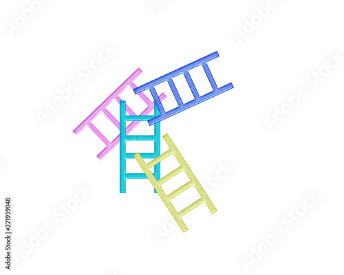An illustration of four ladders in pastel colors on a white background.