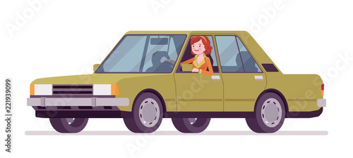 Young woman in a car
