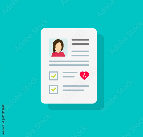 Patient card icon or medical form list with results data and approved check mark vector symbol, flat cartoon clinical checklist document report with checkbox, insurance or prescription record isolated