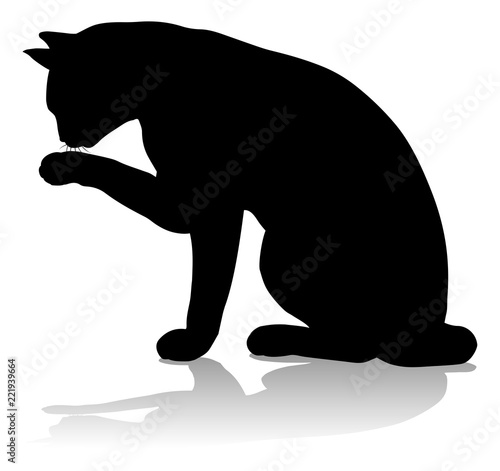 A silhouette cat pet animal detailed graphic