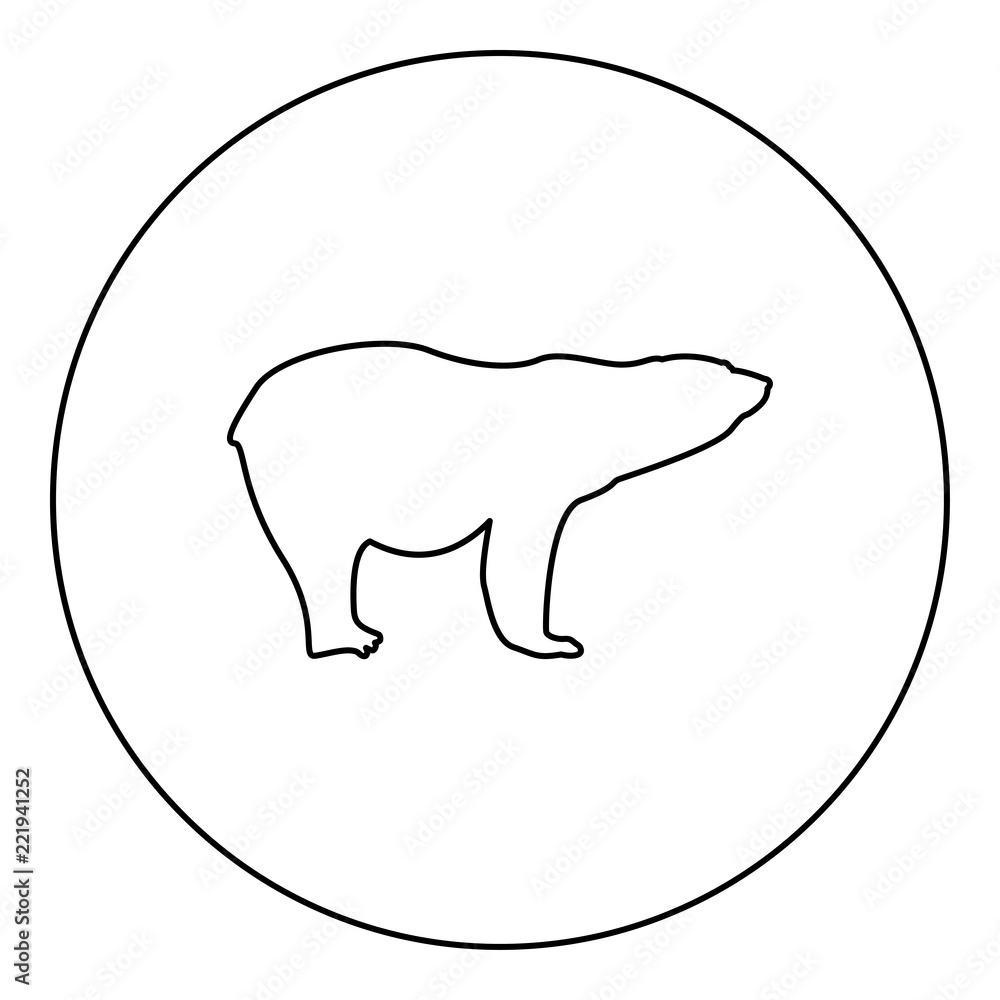 Polar bear icon black color in round circle Polar bear icon black color in round circle