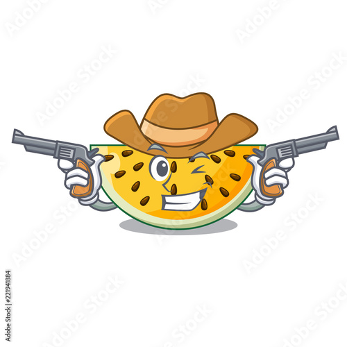 Cowboy fresh yellow watermelon on character cartoon