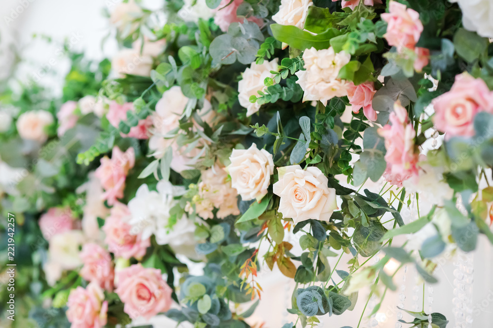 Wedding table decorated with flowers Wedding table decorated with flowers