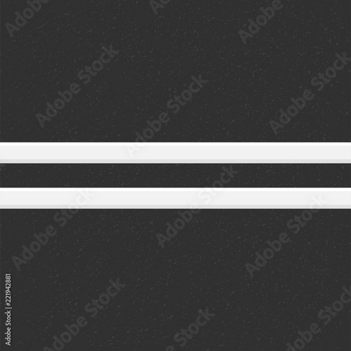 Structure of granular asphalt. Road background with Asphalt texture. Asphalt texture with two white line road marking. Abstract road background. Stock vector illustration