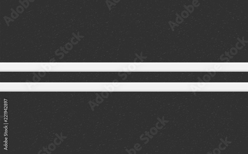 Structure of granular asphalt. Road background with Asphalt texture. Asphalt texture with two white line road marking. Abstract road background. Stock vector illustration