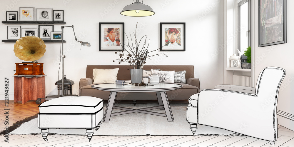 Modern Retro Furnishing (panoramic) Modern Retro Furnishing (panoramic)