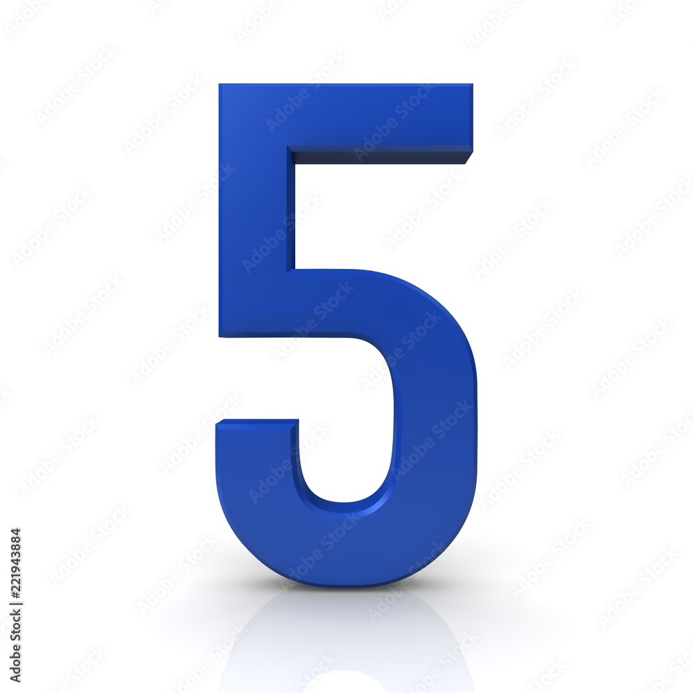 5 five number 3d blue fifth numeral sign isolated 5 five number 3d blue fifth numeral sign isolated