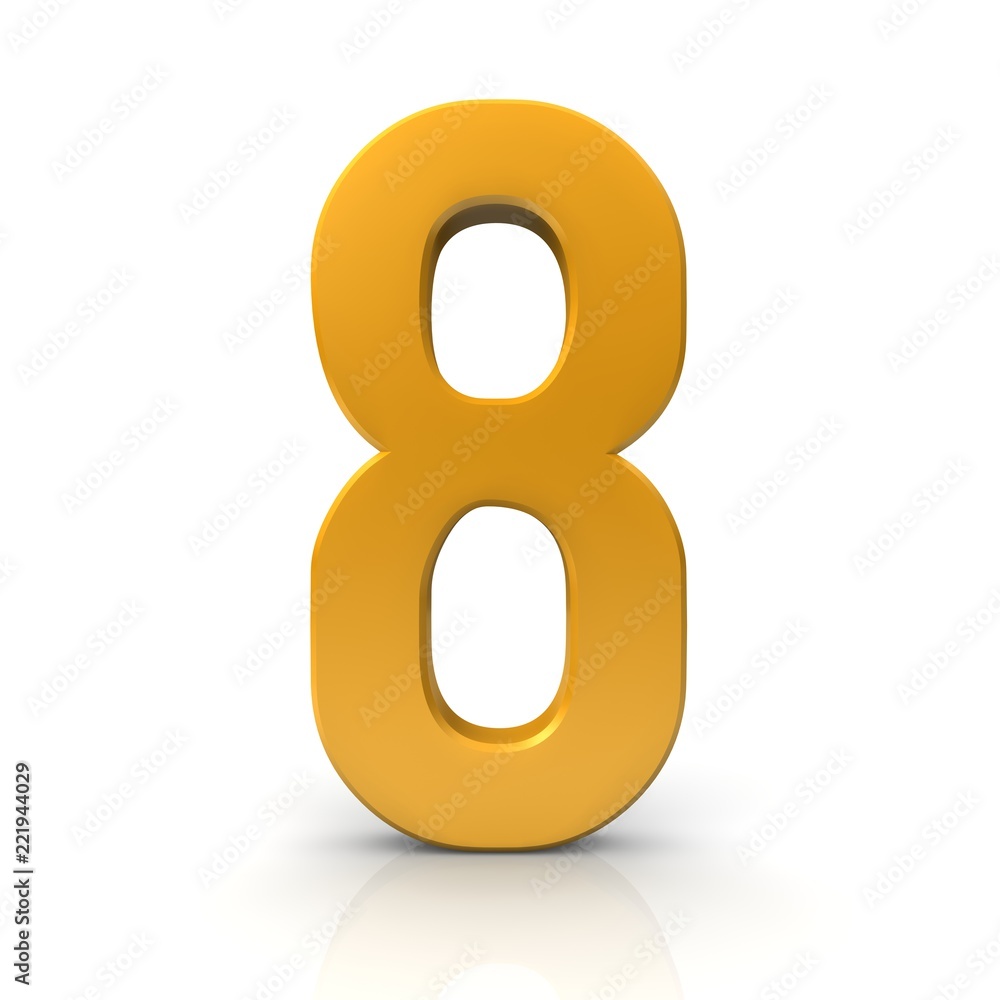 eight number 8 eighth 3d gold numeral isolated eight number 8 eighth 3d gold numeral isolated