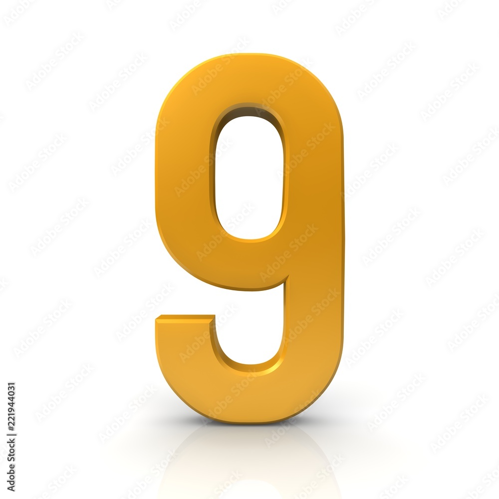 nine number 9 ninth 3d gold numeral isolated nine number 9 ninth 3d gold numeral isolated
