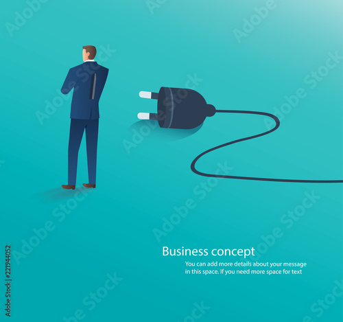businessman standing with electrical plug , connect idea vector illustration