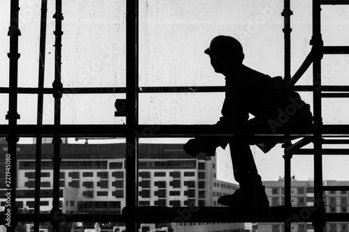 silhouette of construction worker