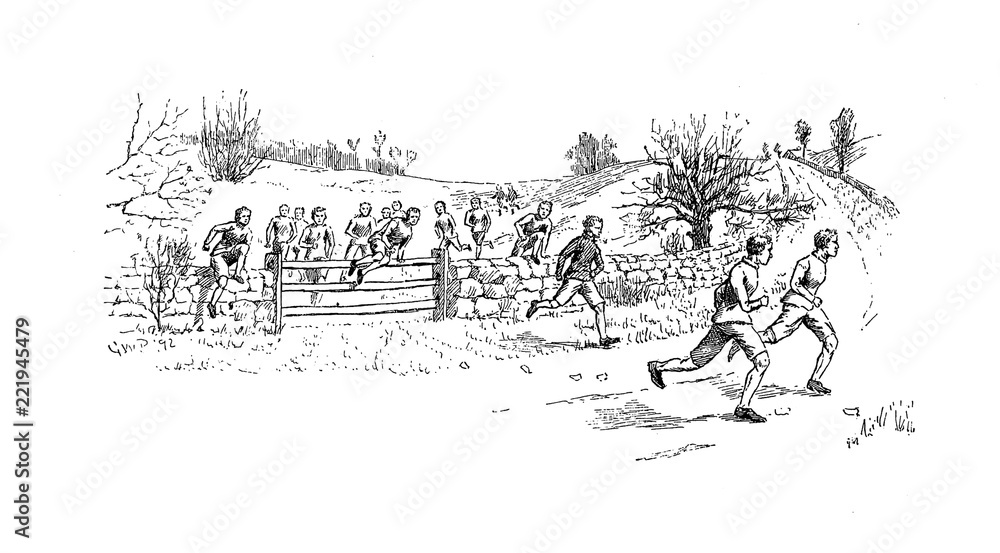 Obraz premium Sport. Running, retro illustration.