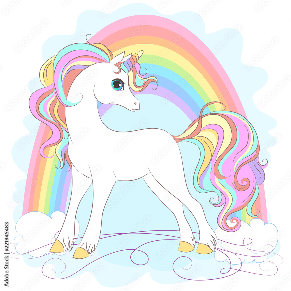 White Unicorn with rainbow hair White Unicorn with rainbow hair