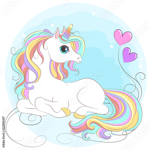 White Unicorn with rainbow hair