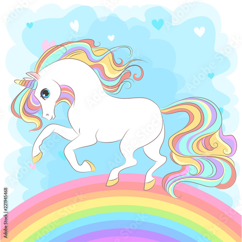 White Unicorn with rainbow hair