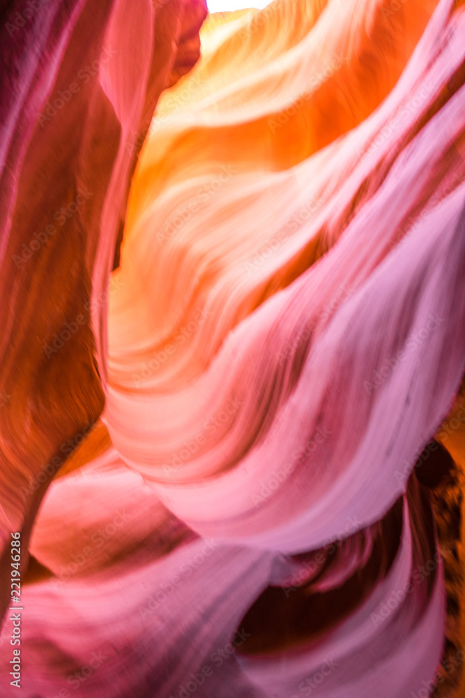 Obraz premium Beautiful view of Antelope Canyon sandstone formations in famous Navajo Tribal national park near Page, Arizona, USA 