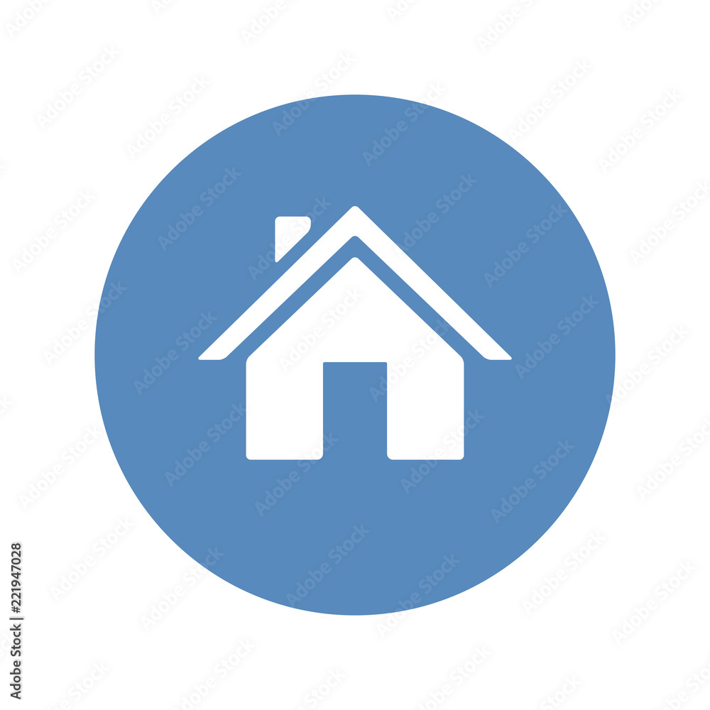 Vector home symbol placed in blue circle Vector home symbol placed in blue circle