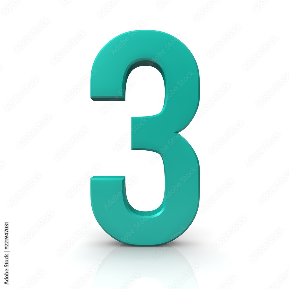 number 3 turquoise 3d sign isolated on white number 3 turquoise 3d sign isolated on white
