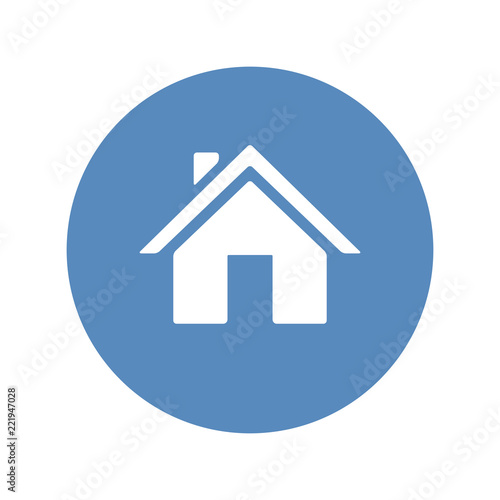 Vector home symbol placed in blue circle