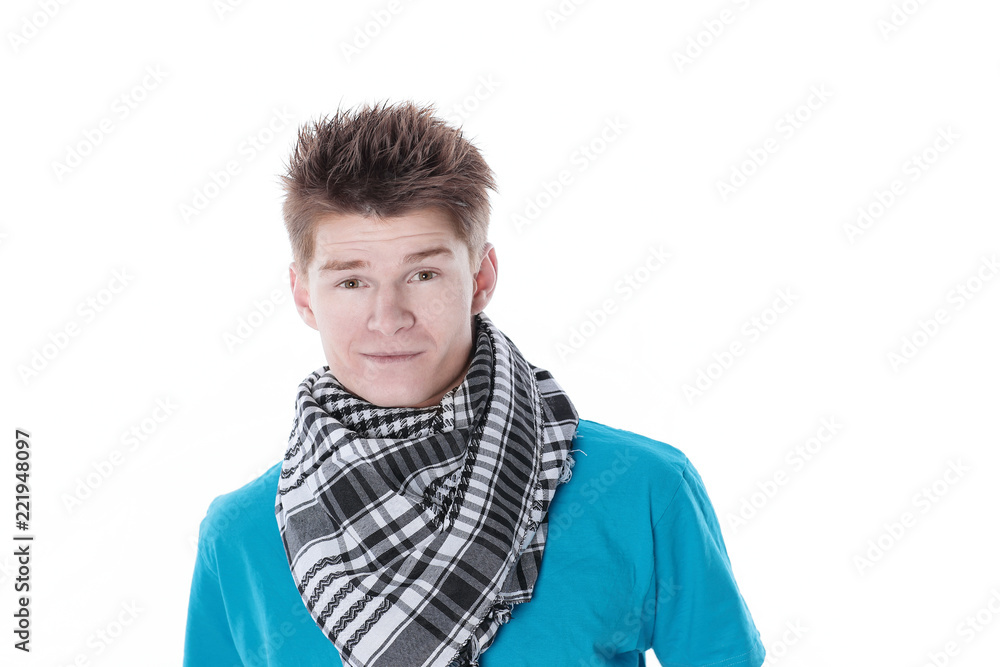 closeup.portrait of a modern guy.isolated on a white closeup.portrait of a modern guy.isolated on a white