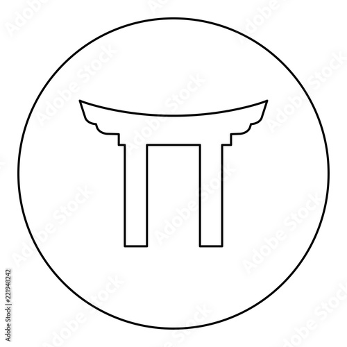 Chinese Gate icon black color in round circle