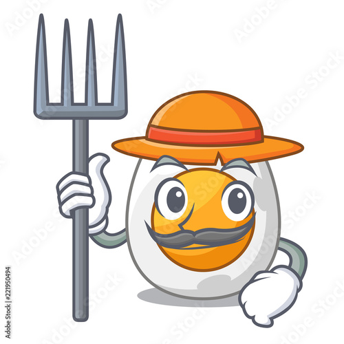 Farmer cartoon boiled egg sliced for breakfast