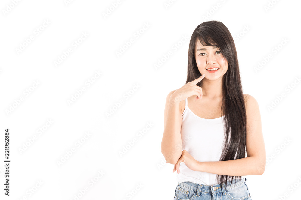 Beautiful Attractive Charming Asian young woman smile with white teeth and touching soft cheek feeling so happiness and cheerful,isolated on white background,Beauty Concept Beautiful Attractive Charming Asian young woman smile with white teeth and touching soft cheek feeling so happiness and cheerful,isolated on white background,Beauty Concept