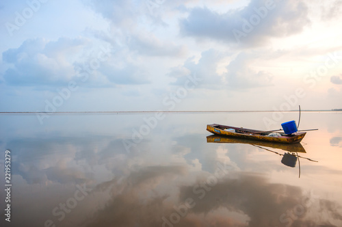 Beautiful landscape view with small boat 