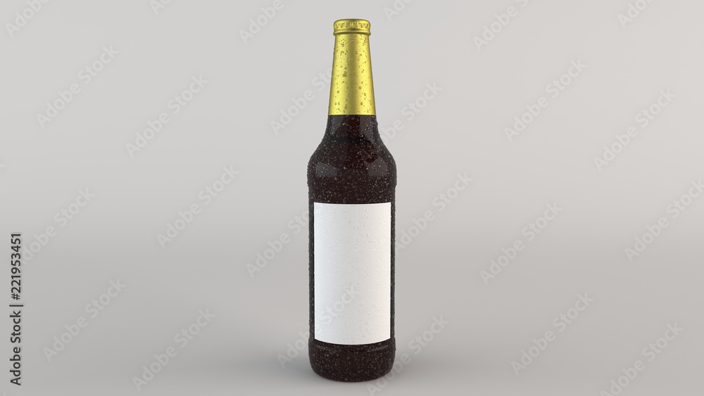 Mock up of tall beer bottle with blank label and condensation Mock up of tall beer bottle with blank label and condensation