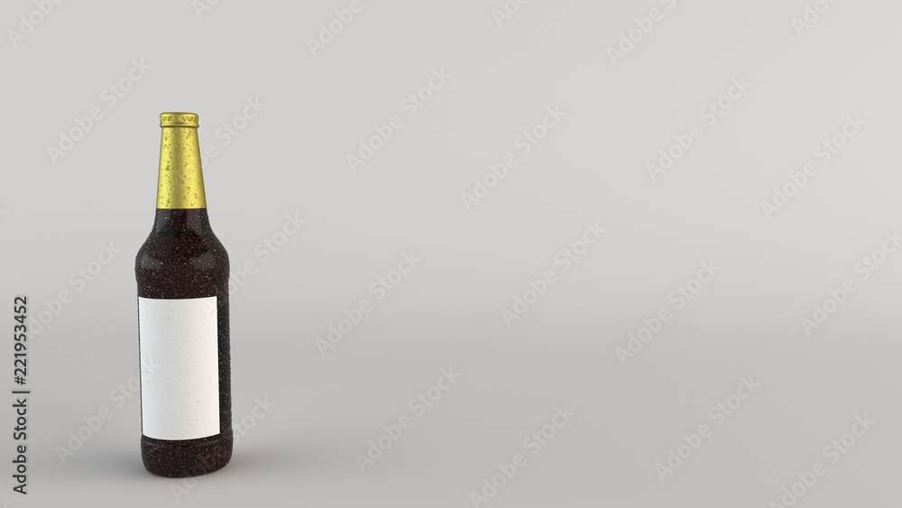 Mock up of tall beer bottle with blank label and condensation Mock up of tall beer bottle with blank label and condensation