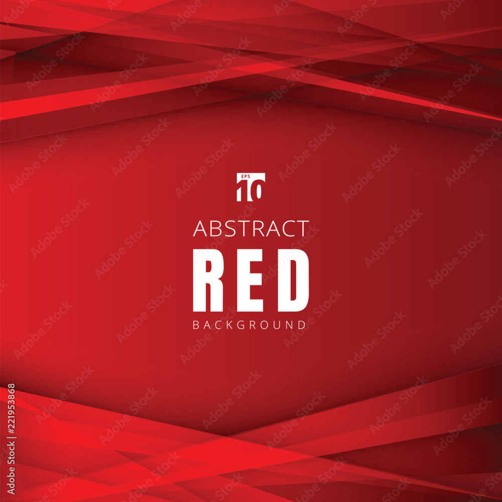 Obraz premium Szablon czerwony kształtuje trójkąty nakładające się z cieniem na tle nagłówka i stopek.