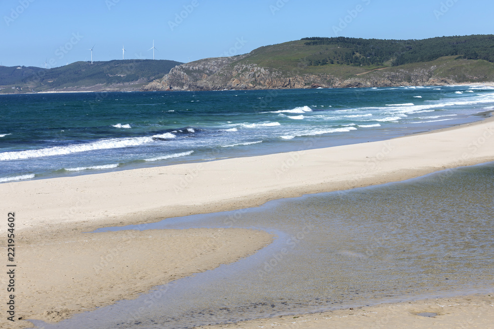 rostro beach, finisterre, praia do rostra on the coast of death (costa da morte) in galicia, spain