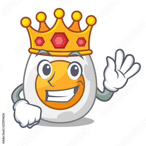 King freshly boiled egg isolated on mascot cartoon