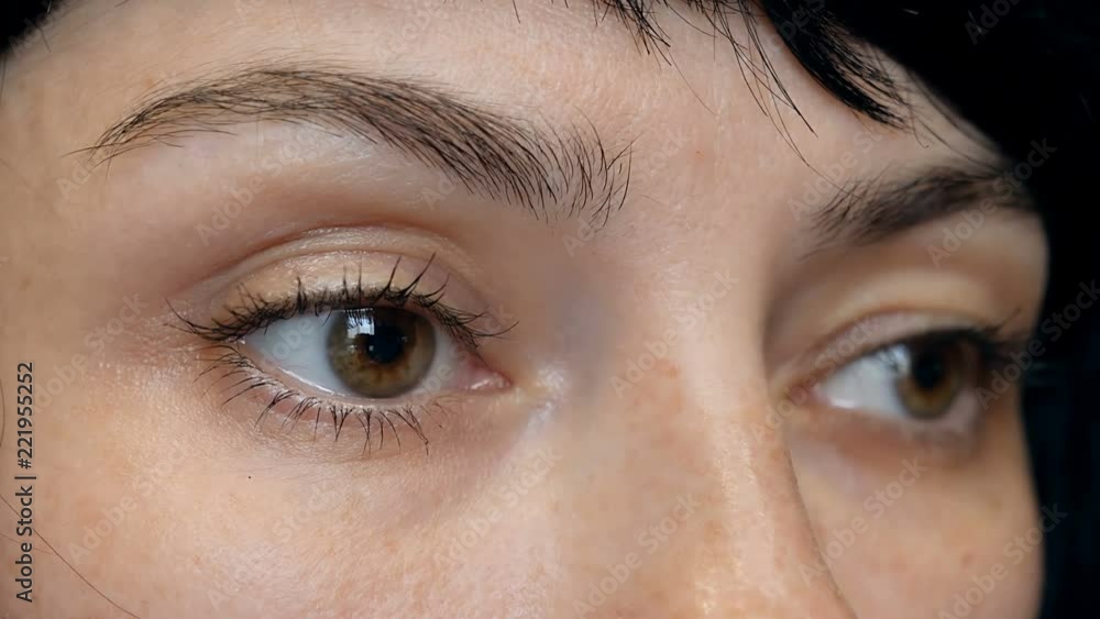 Women's brown eyes close-up. Women's brown eyes close-up.