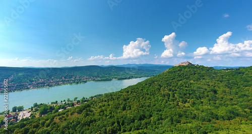 Beautiful panoramic image of the river valley of Duna, at Visegrad, Hungary.